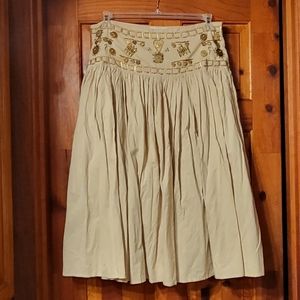 John Paul Richard SzLg tan embellished skirt.